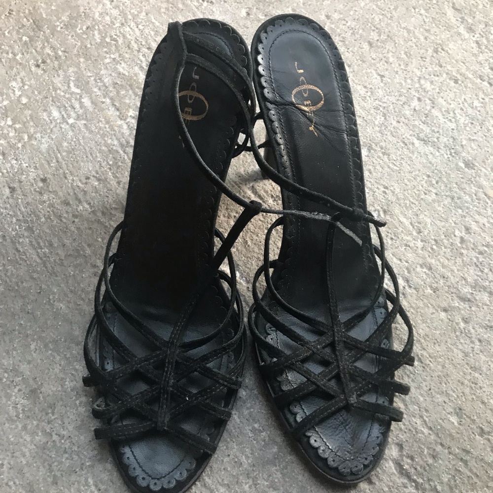 Sexy Black Suede Sandals High Heels